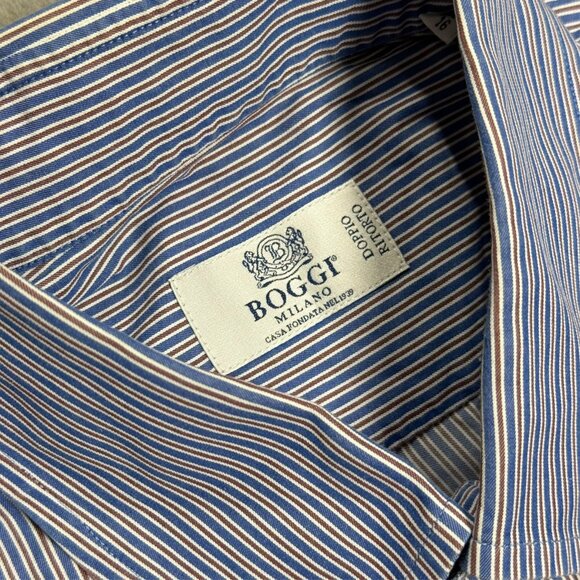 BOGGI Milano Striped Dress Shirt Multicolor 41 16 Large - Picture 5 of 8